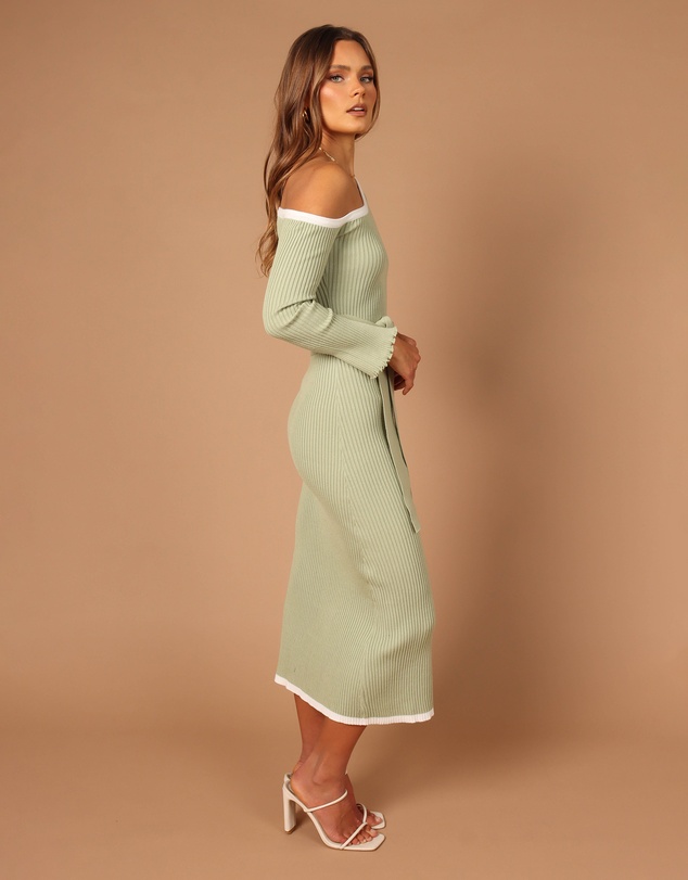 Petal & Pup - Milan Off Shoulder Midi Dress - Sage