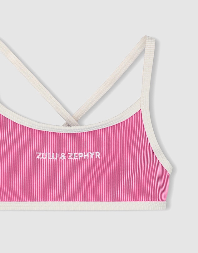 Zulu & Zephyr Mini - Mini Stripe Rib Logo Bikini Top - Kids