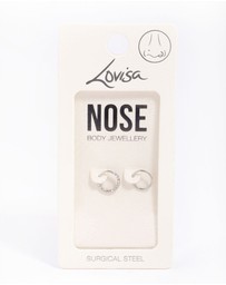 Lovisa - Surgical Steel Cubic Zirconia Textured Nose Ring Pack
