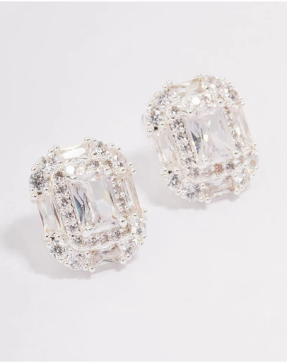 Lovisa - Silver Multi Cubic Zirconia Square Stone Stud Earrings