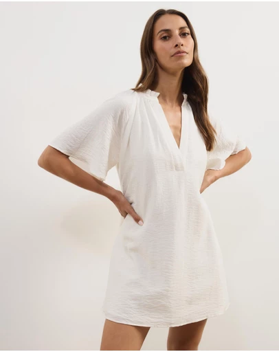 Atmos&Here - Amina A-Line Mini Dress With Butterfly Sleeves