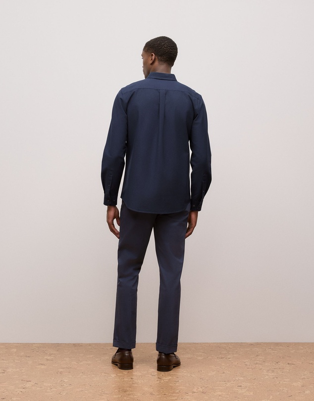 Trenery - Regular Fit Cotton Monogram Oxford Shirt in Navy
