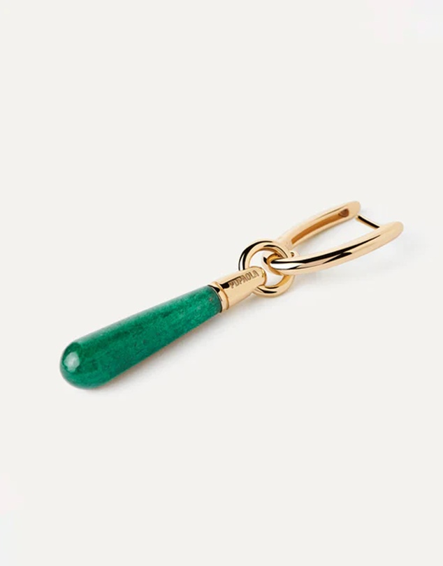 PDPAOLA - Green Aventurine Large Jupiter Hoop Earrings