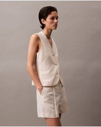 Calvin Klein - Structured Linen Tailored Shorts