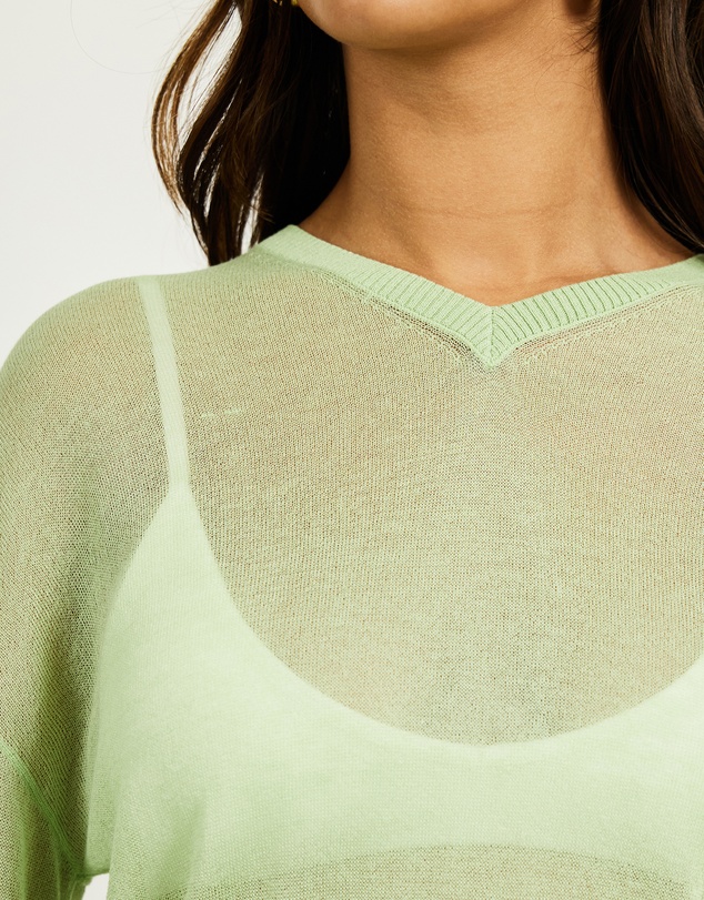 Minima Esenciales - Zaya Semi Sheer Long Sleeve Top