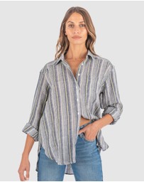 CAMIXA - Poppy Oversized Striped Linen Shirt