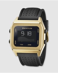 Maxum - Raglan Tide Watch – Gold Case, Black Dial & Black Silicone Strap