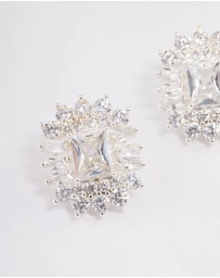 Lovisa - Silver Plated Statement Cubic Zirconia Stud Earrings