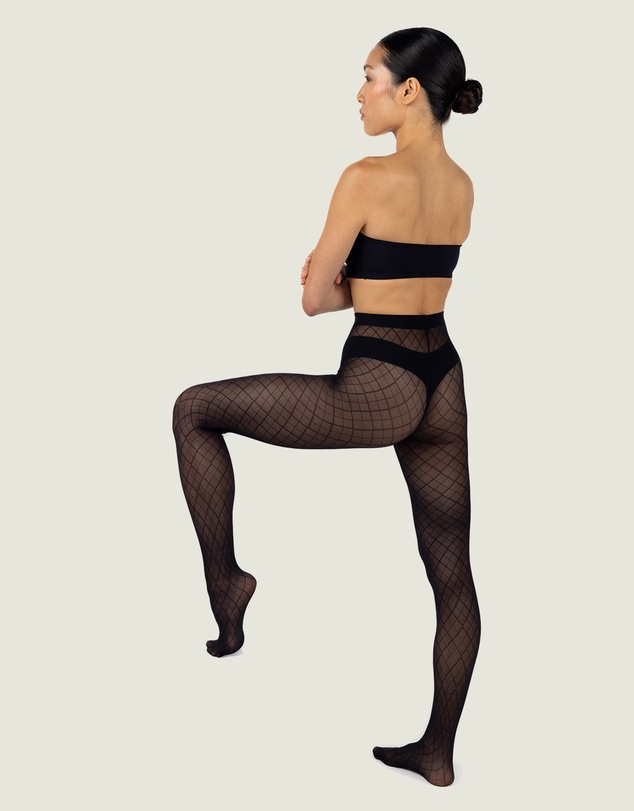 INSTOCK - After Hours — 50 Denier Diamond Checked Sheer Micromesh Tight