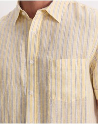 Sportscraft - Stripe Short Sleeve Linen Shirt