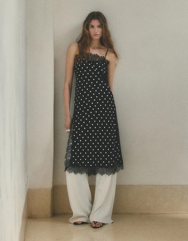 M.N.G - Long Lace Polka Dot Top