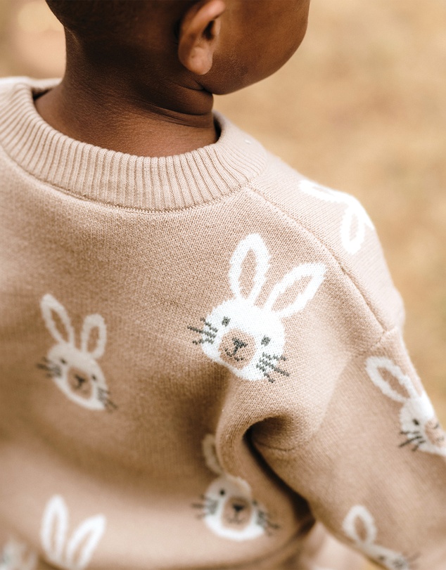 Kynd Baby - Knit Bunny Jumper in Oatmeal