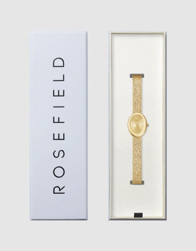 Rosefield - Ovale Gold-Tone Mesh Bracelet Watch