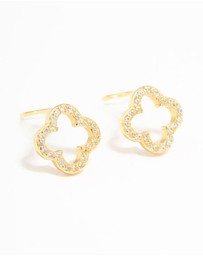 Lovisa - Gold Plated Sterling Silver Cubic Zirconia Flower Stud Earrings