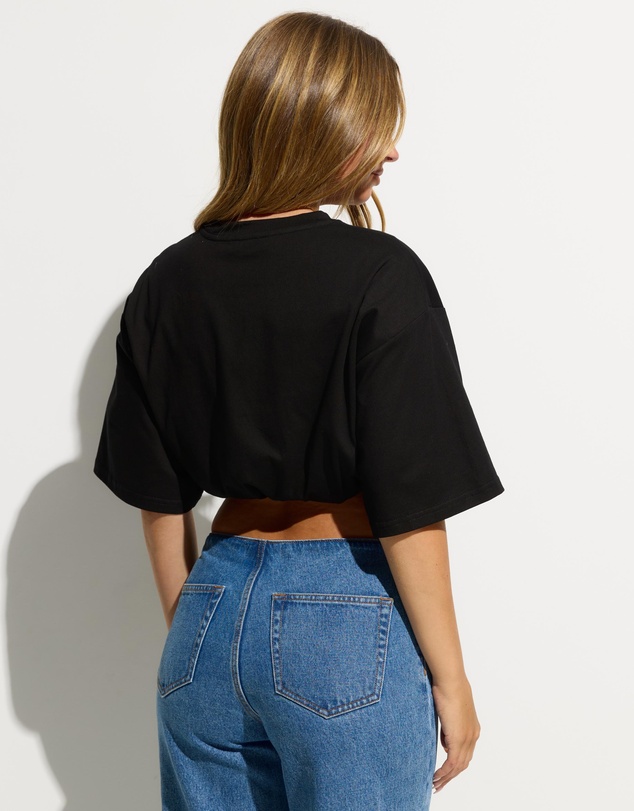 Dazie - Delaney Bubble Hem Cropped Tee