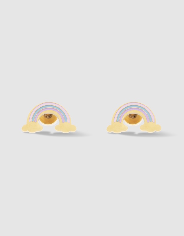 Wanderlust + Co - Rainbow Enamel Gold Flat Back Earrings