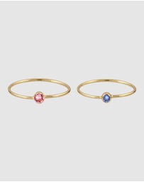 Elli Jewelry - Ring Set Crystal 925 Sterling Silver Gold-Plated