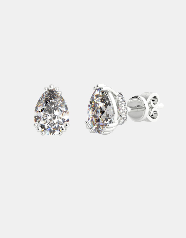 Georgini - Georgini Elegant Essentials 7mm Pear Cut Hidden Halo Stud Silver