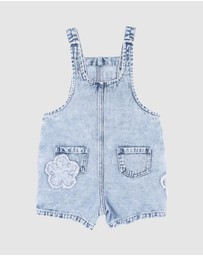 Fox & Finch - Grow Wild Flower Applique Denim Overall - Kids