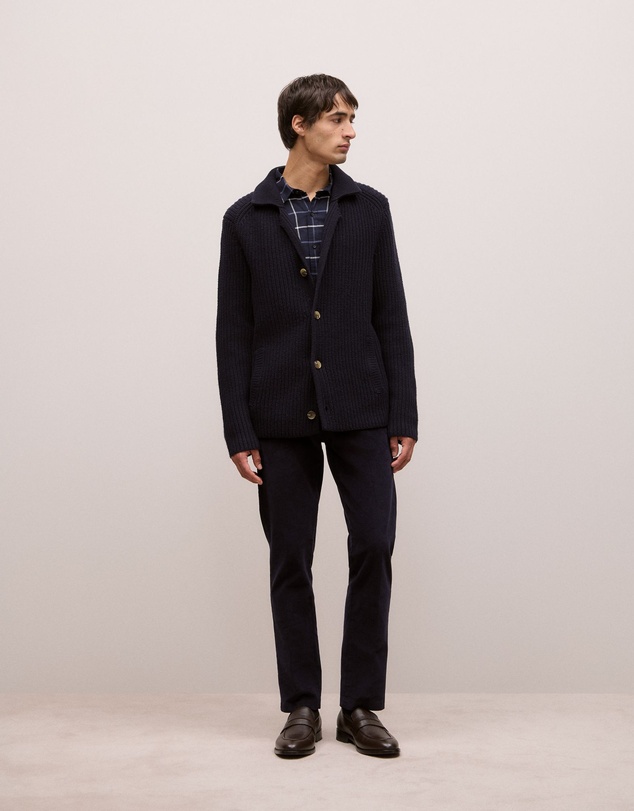 Trenery - Merino Lapel Cardigan in Navy
