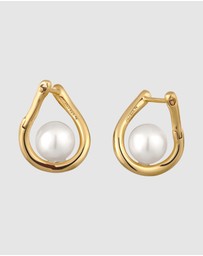 Elli Jewelry - Earrings Hoops Pearl Wedding 925 Sterling Silver Gold-Plated