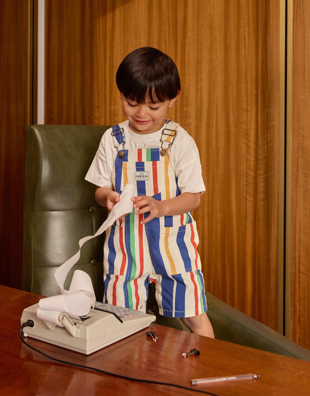 Goldie + Ace - 90s Bold Stripe James Denim Pocket Overalls - Babies-Kids