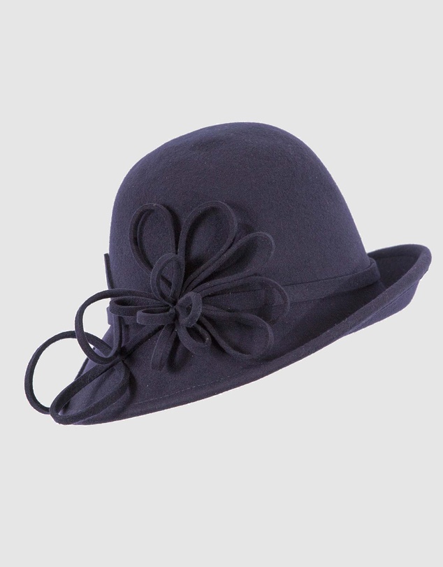 Max Alexander - Winter Felt Navy Cloche Hat