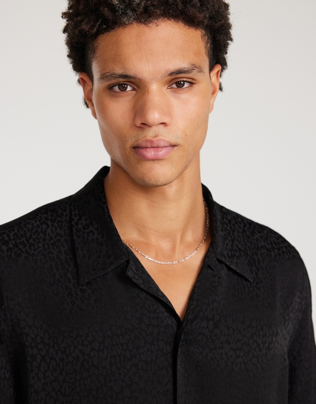 Calibre - Animal Jacquard Silk Short Sleeve Shirt Black