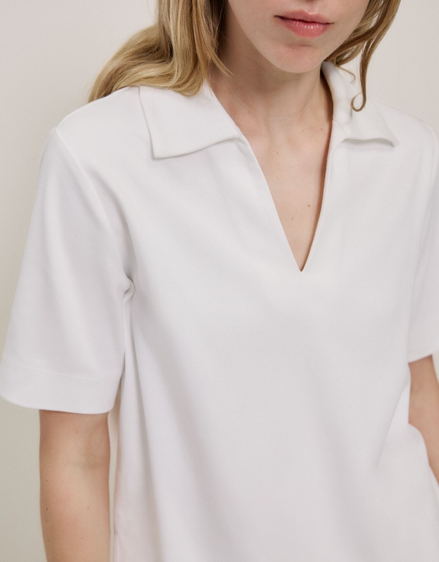 Trenery - Modal Cotton Collared T-shirt in White