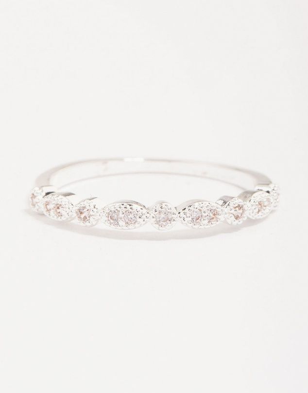 Lovisa - Silver Plated Cubic Zirconia Teardrop Stone Ring Pack