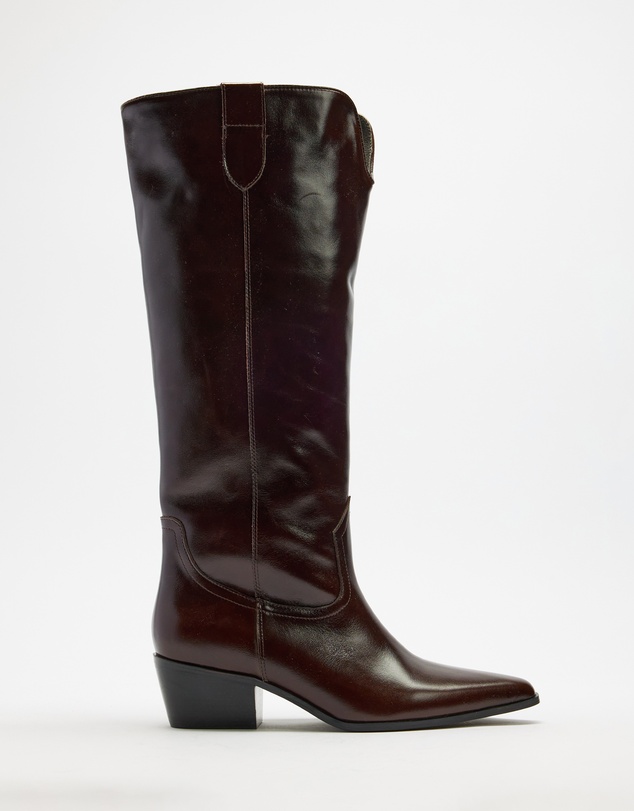 AERE - Rozalia Knee High Leather Cowboy Boots