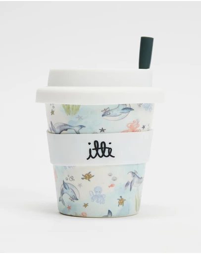 itti bitti - Reusable Baby Cino Cup With 2 Straws - Neptune