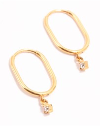 Lovisa - Gold Plated Surgical Steel Cubic Zirconia Rectangle Sleeper Earrings