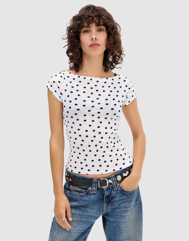 BDG By Urban Outfitters - Frankie Short Sleeves Polka Dot Top
