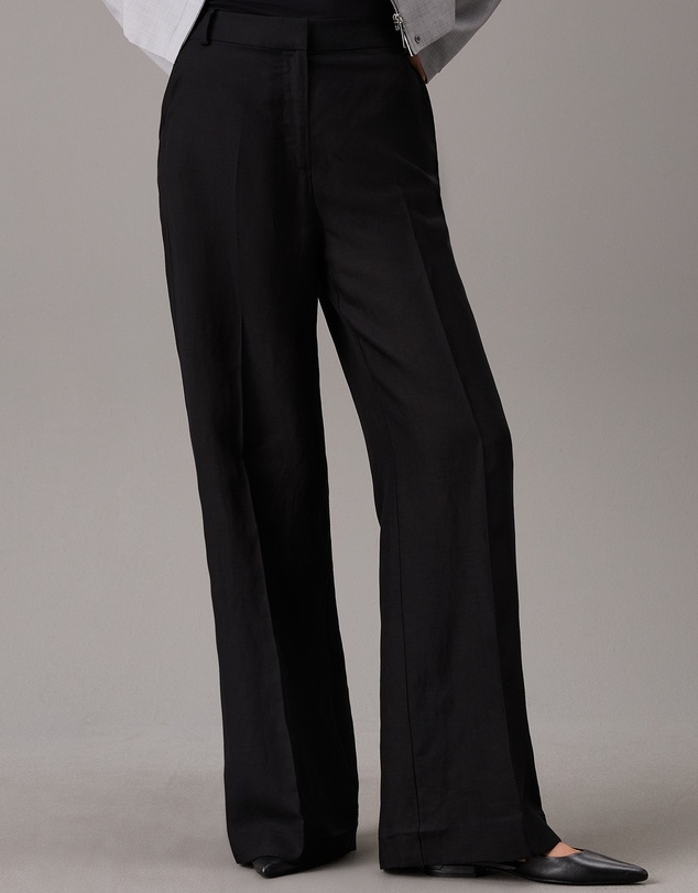 Calvin Klein - Wide Leg Linen Blend Pants