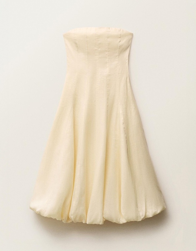 M.N.G - Alberta Linen Dress With Puffed Hem