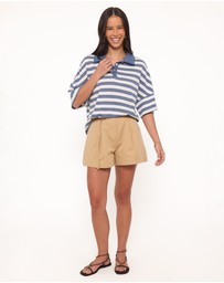 Petal & Pup - Winona Pleated Front Tailored Long Short - Taupe