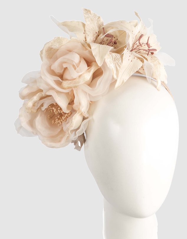 Max Alexander - Large Nude Flower Headband Fascinator