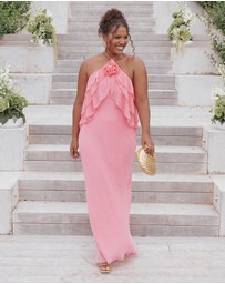 Petal & Pup - Zorina Halterneck Maxi Dress - Coral