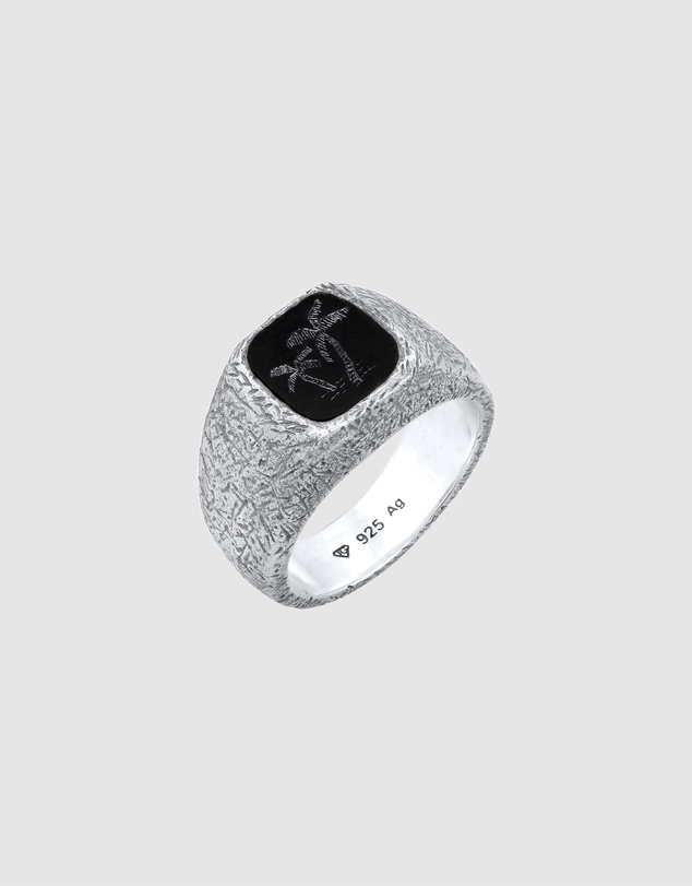 Haze & Glory - ICONIC EXCLUSIVE - Ring Men Signet Black Palm Onyx 925 Sterling Silver