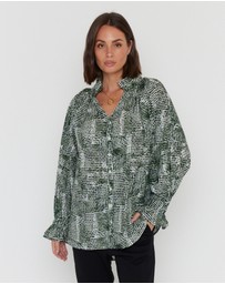 ALEXANDRA - Meeka Blouse Emerald Textured Print