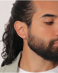 Kuzzoi - ICONIC EXCLUSIVE - Earrings Men Ear Studs Round Timeless with Crystals in 925 Sterling Silver