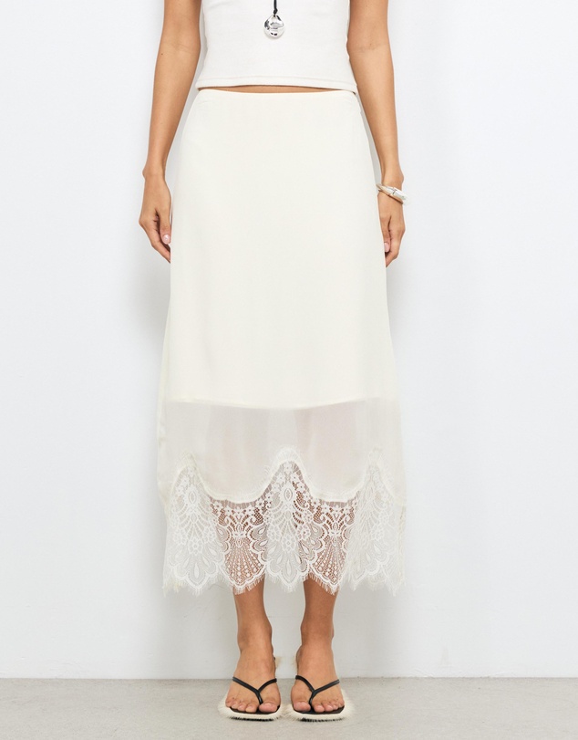 AERE - Alina Lace Trim Slip Skirt