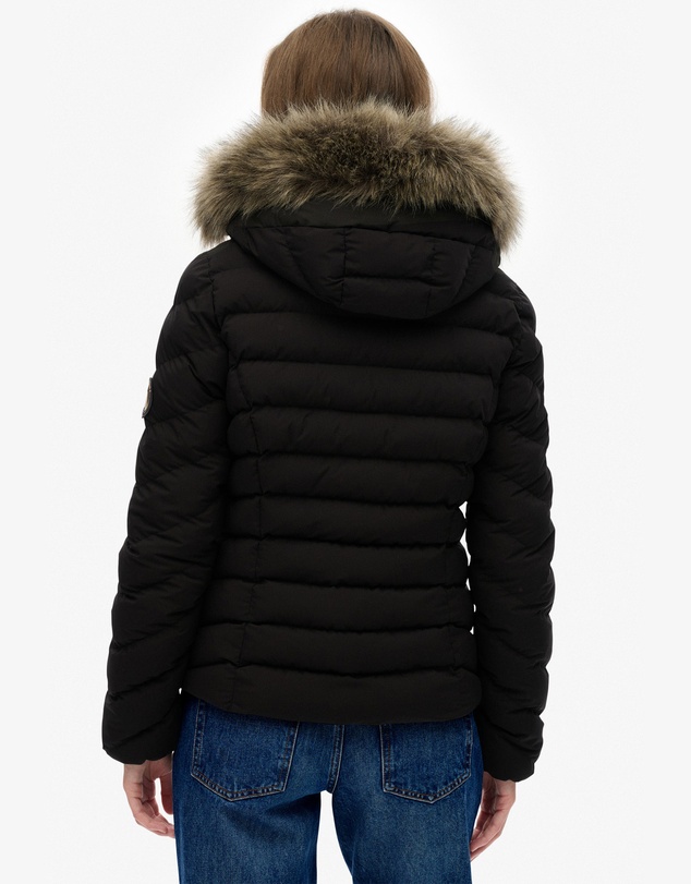 Superdry - Fuji Faux Fur Slim Fit Hood Padded Jacket
