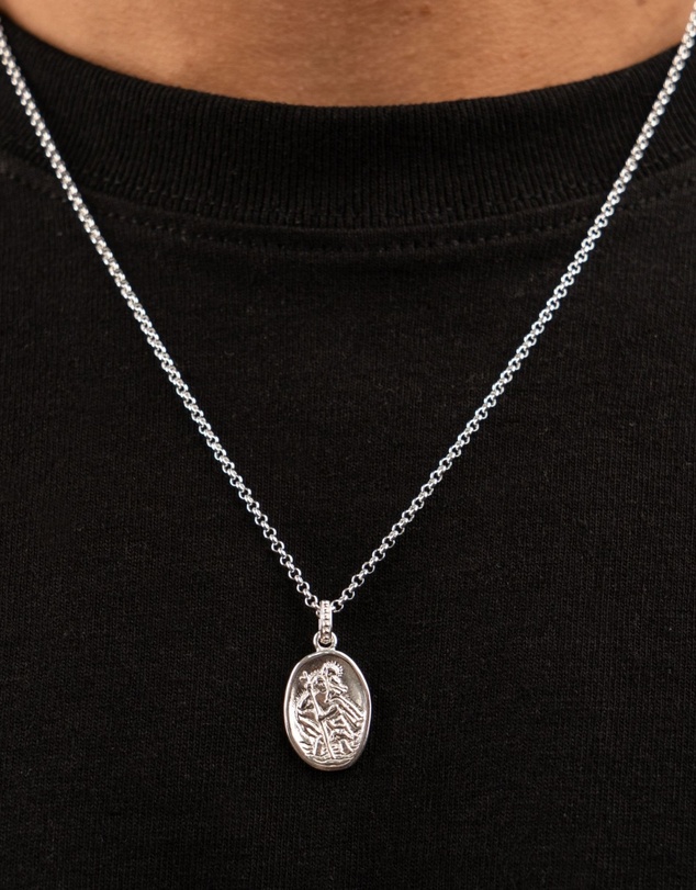Dower & Hall - Men's St. Christopher Talisman Necklace In Sterling Silver