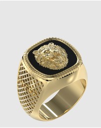 GUESS - Lion King Ring - Gold Tone & Black 62