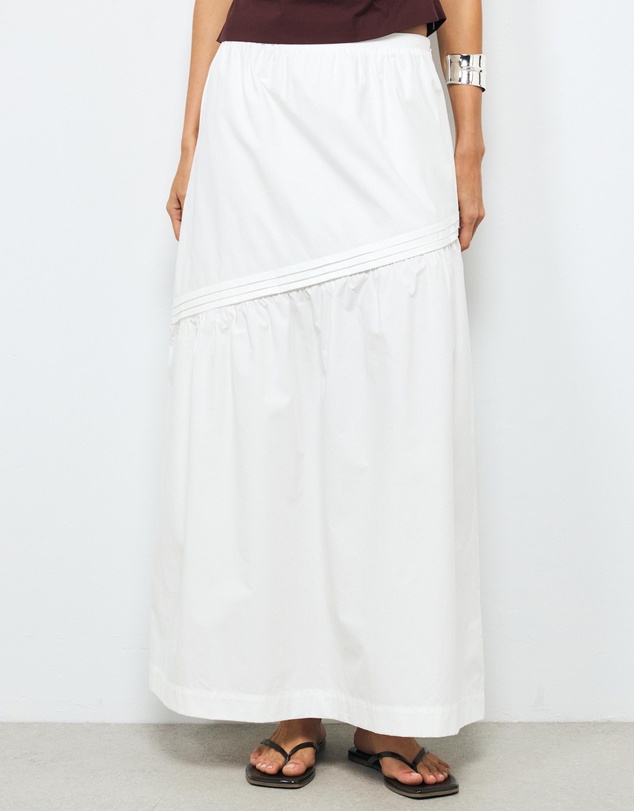 AERE - Margot Cotton Asymmetric Maxi Skirt