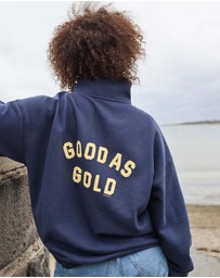 Skwosh - Good As Gold Half Zip Sweat in Navy