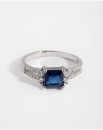 Lovisa - Silver Cubic Zirconia Square Station Double Band Ring