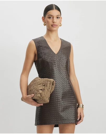 AERE - Junia Textured PU Shift Dress